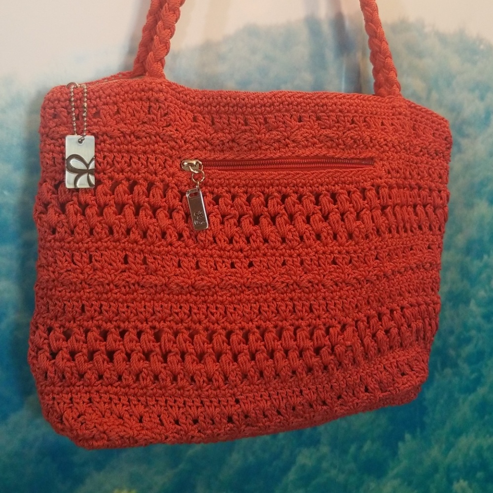 🎈SALE🎈 Orange Woven Tote bag & silver keychain